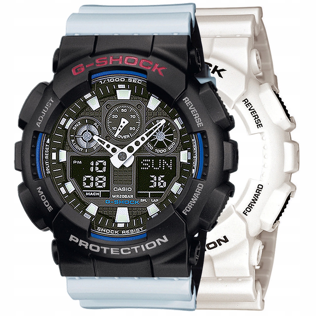 Sada G-shock GA-100B-7AER Černá Bílá, Černá