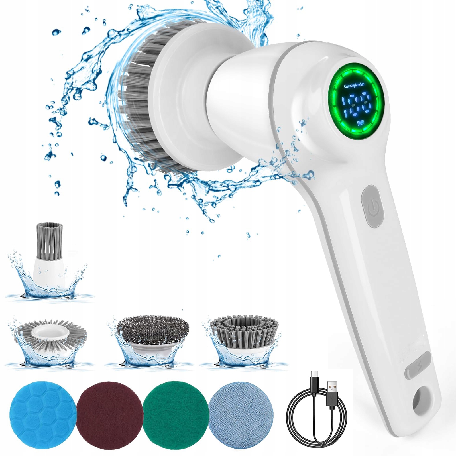 Levně Elektrický Rotační Kartáč 8V1 Wireless Pro Čištění A Mytí, Silný