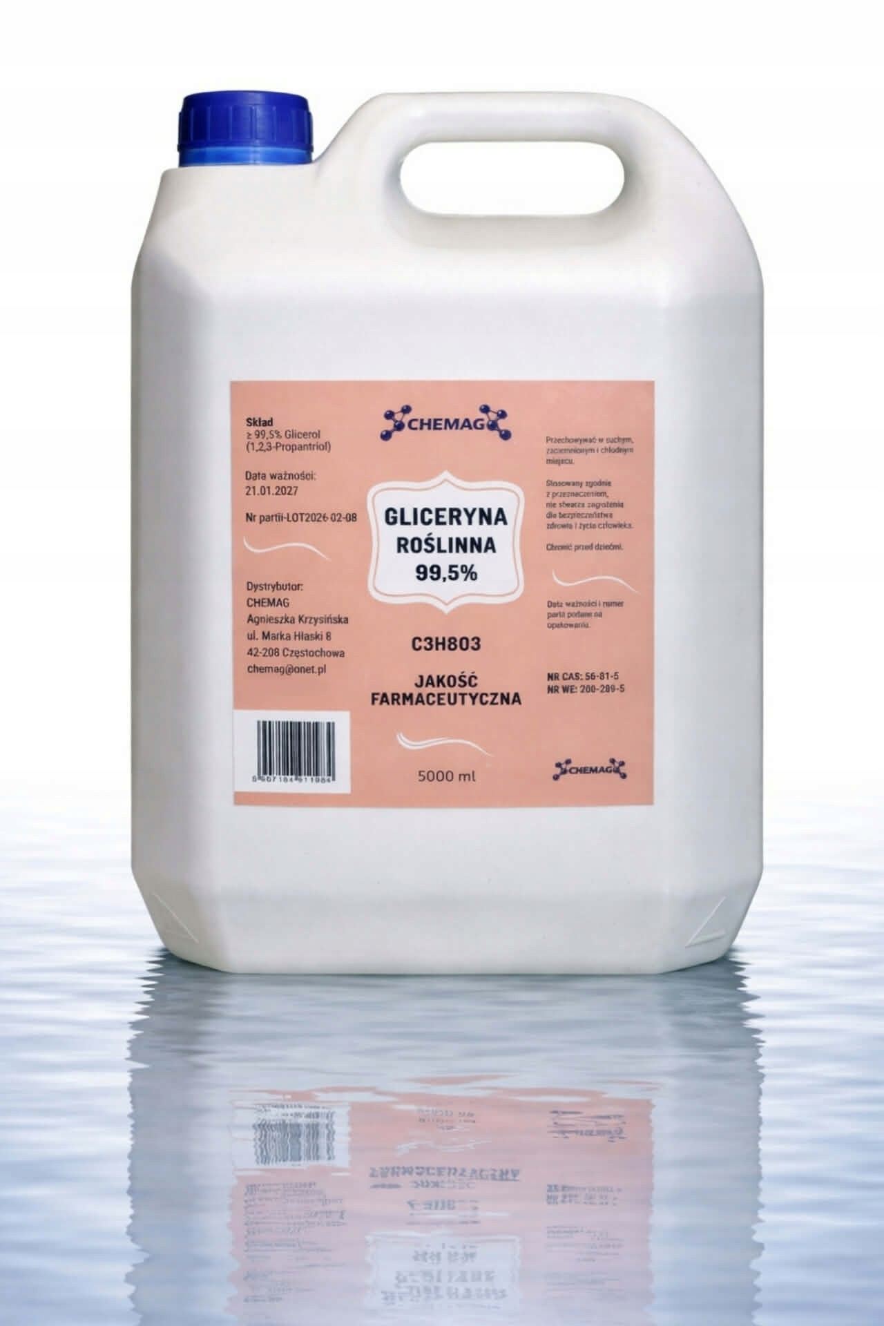 Gliceryna Roślinna Farmaceutyczna 99,5% 5 L Chemag