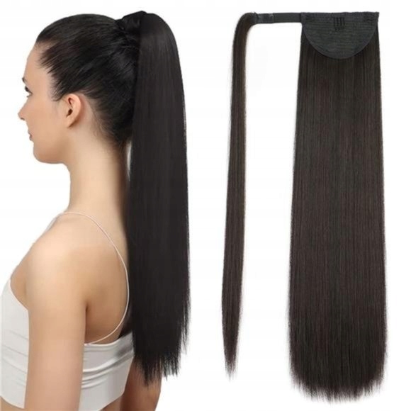 Doczepiany Kucyk włosy PROSTE ciemny brąz TRESKA