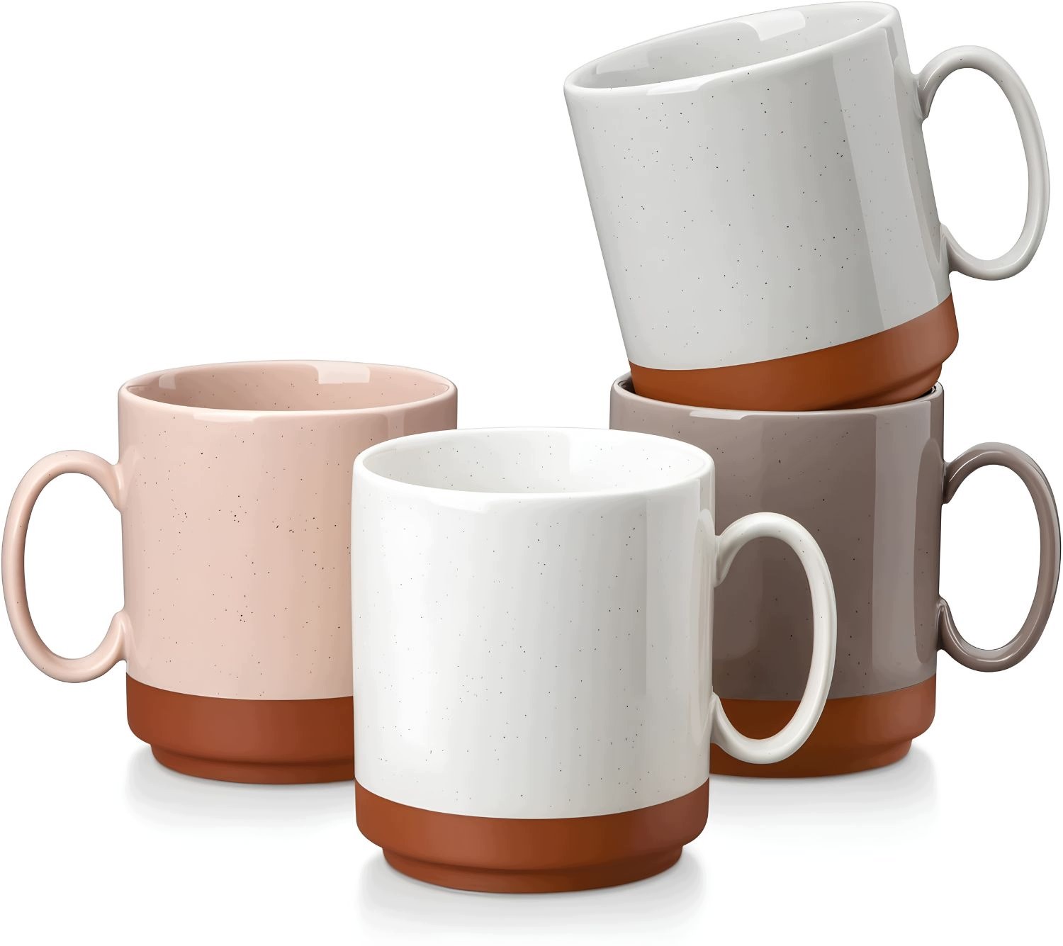 Kelímky Na Latte 350 ML 4 Ks, Bílé, Hnědý Vzor Na Kávu