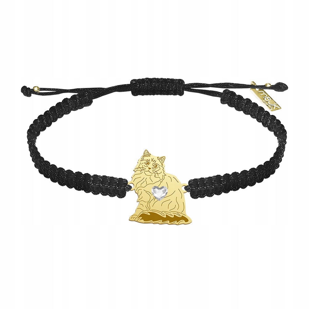 Zlatý náramek s Siberian Cat 925 Dárek Šperky Makramé Gravírování