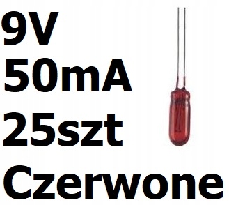 Миниатюрная красная лампа 3x7mm 9V 50ma 25pcs