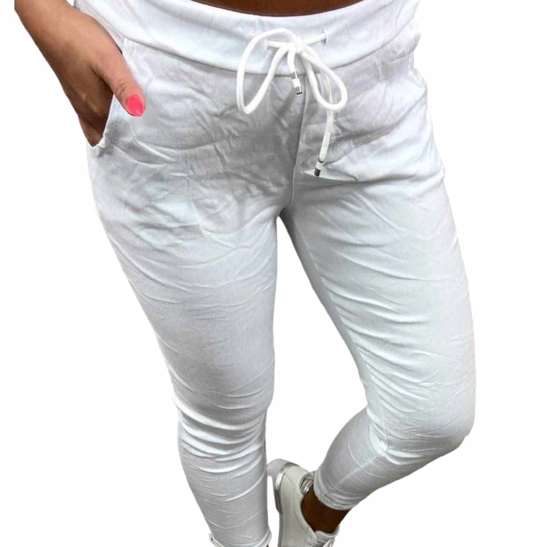 S403 SPODNIE GNIECIONE WIĄZANE GŁADKIE BIAŁE r. 48 (4XL)