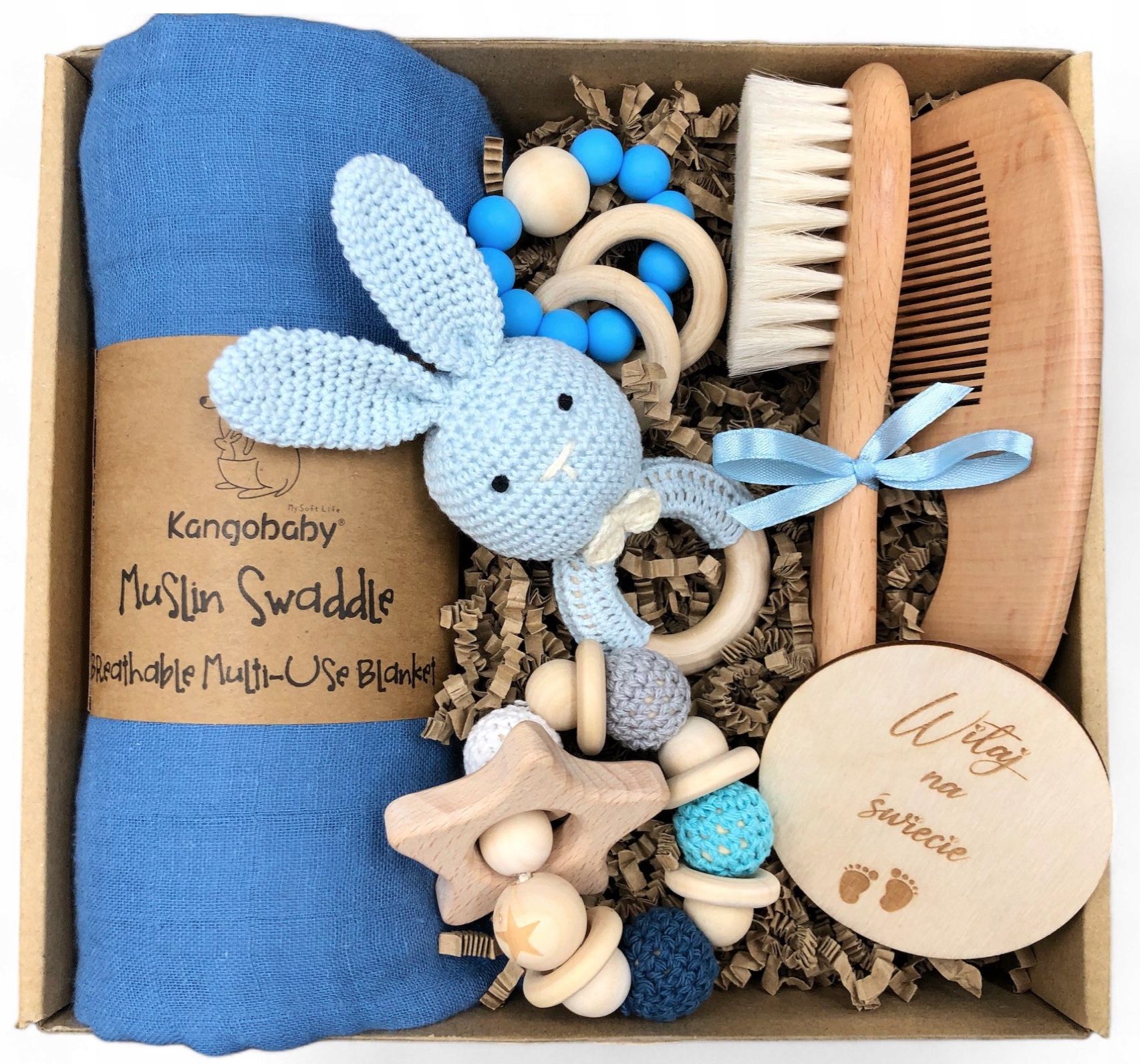 Zestaw Prezentowy Dla Noworodka Gift Box Z Okazji Narodzin Chłopca Blue