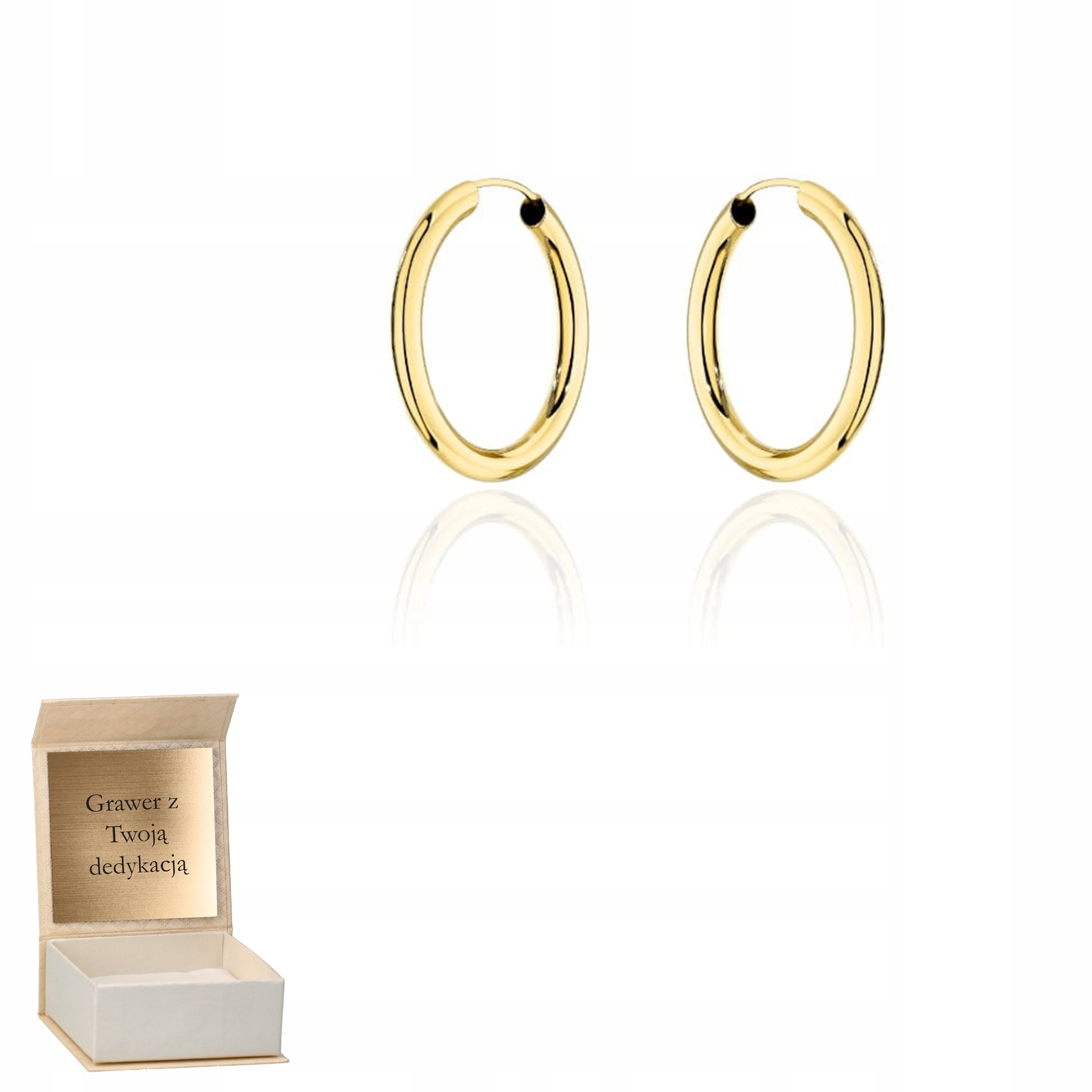 zlaté kruhové náušnice lehké zlato ryzost 585 Gravírování