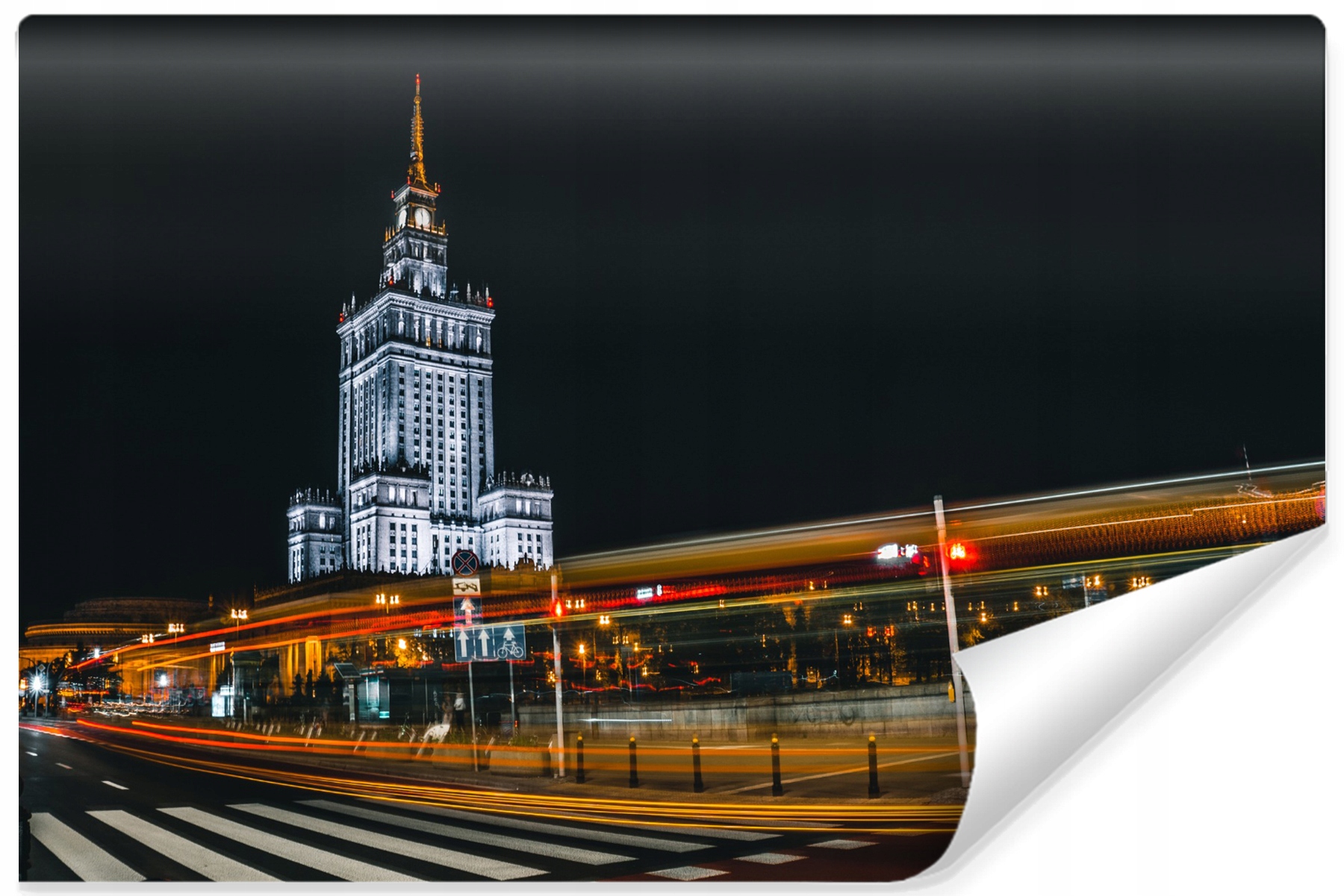 Fototapeta pro mládež Varšava v noci Palác 270x180
