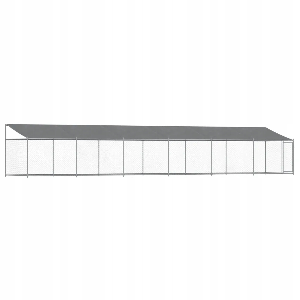 Levně vidaXL Klec pro psa se střechou a dveřmi, šedá, 12x2x2 m, ocel