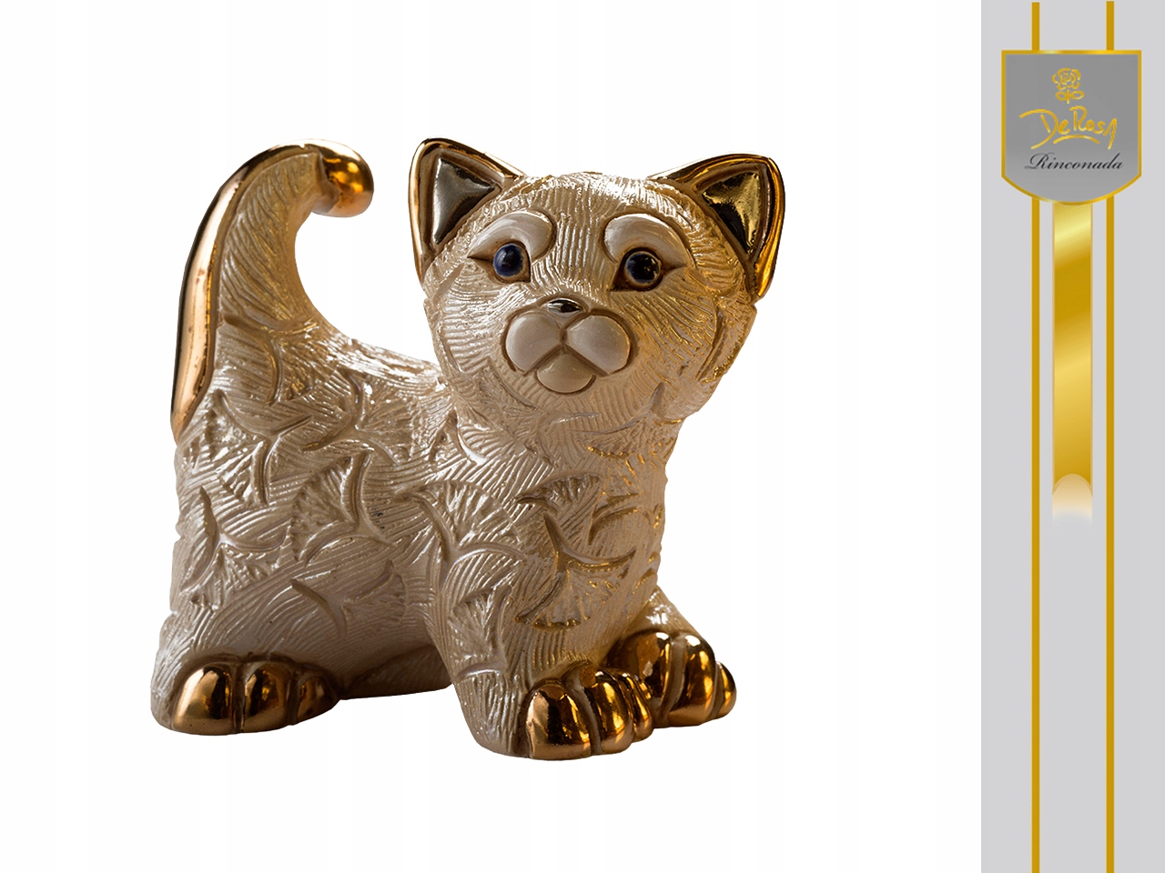 Keramická Figurka Mačiatko Abanico Ručne Maľovaná Zberateľská Mačka