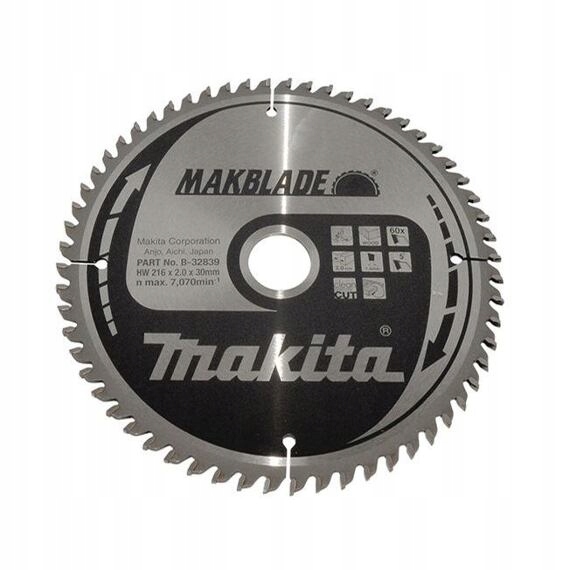 Makita B-32839 pilový kotouč 216mm*2*30mm 60WZ Hm Makblade (old=B-09058)