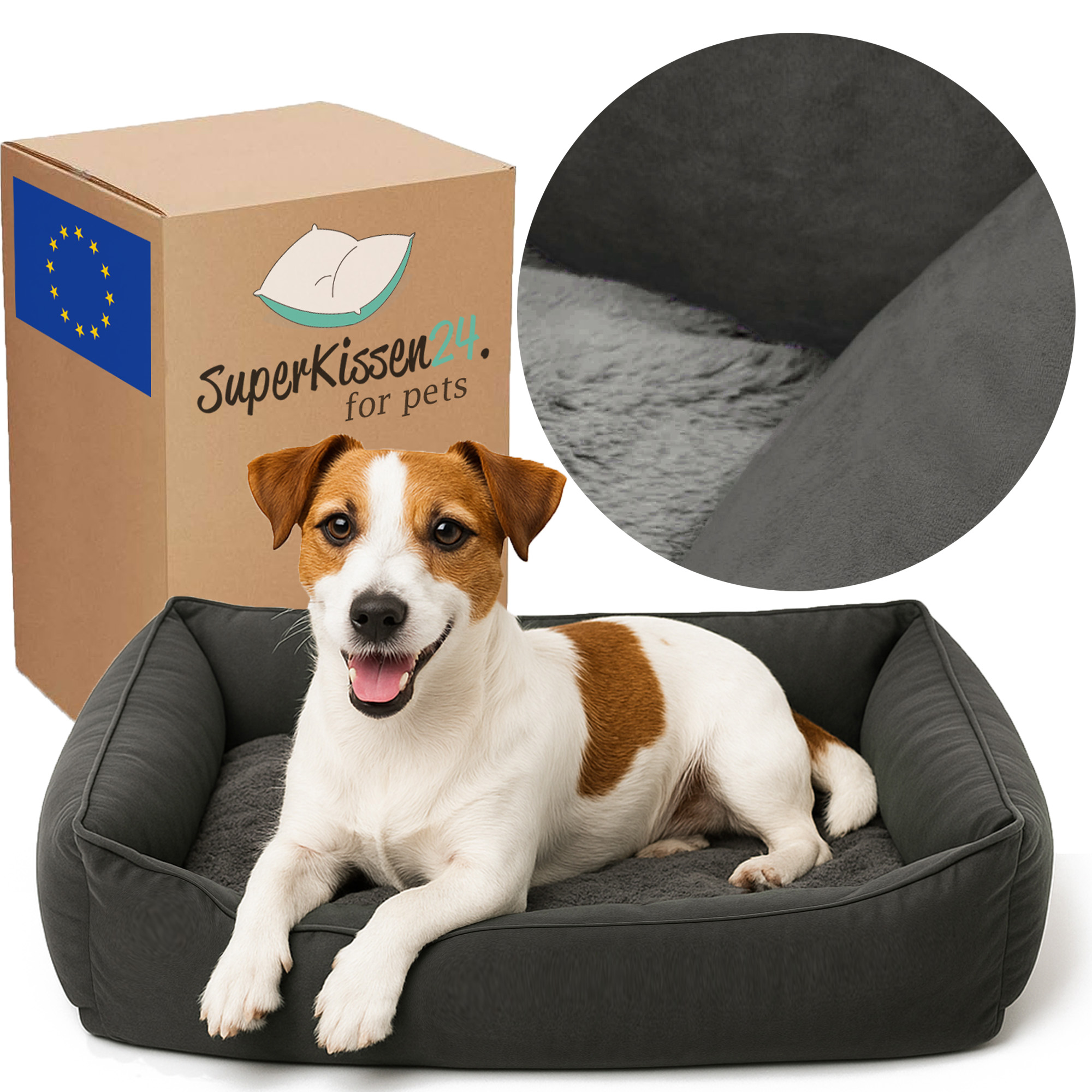 Velvet grafit M Pelíšek – Rozkládací pohovka s měkkým polštář kotec pro psa kočku