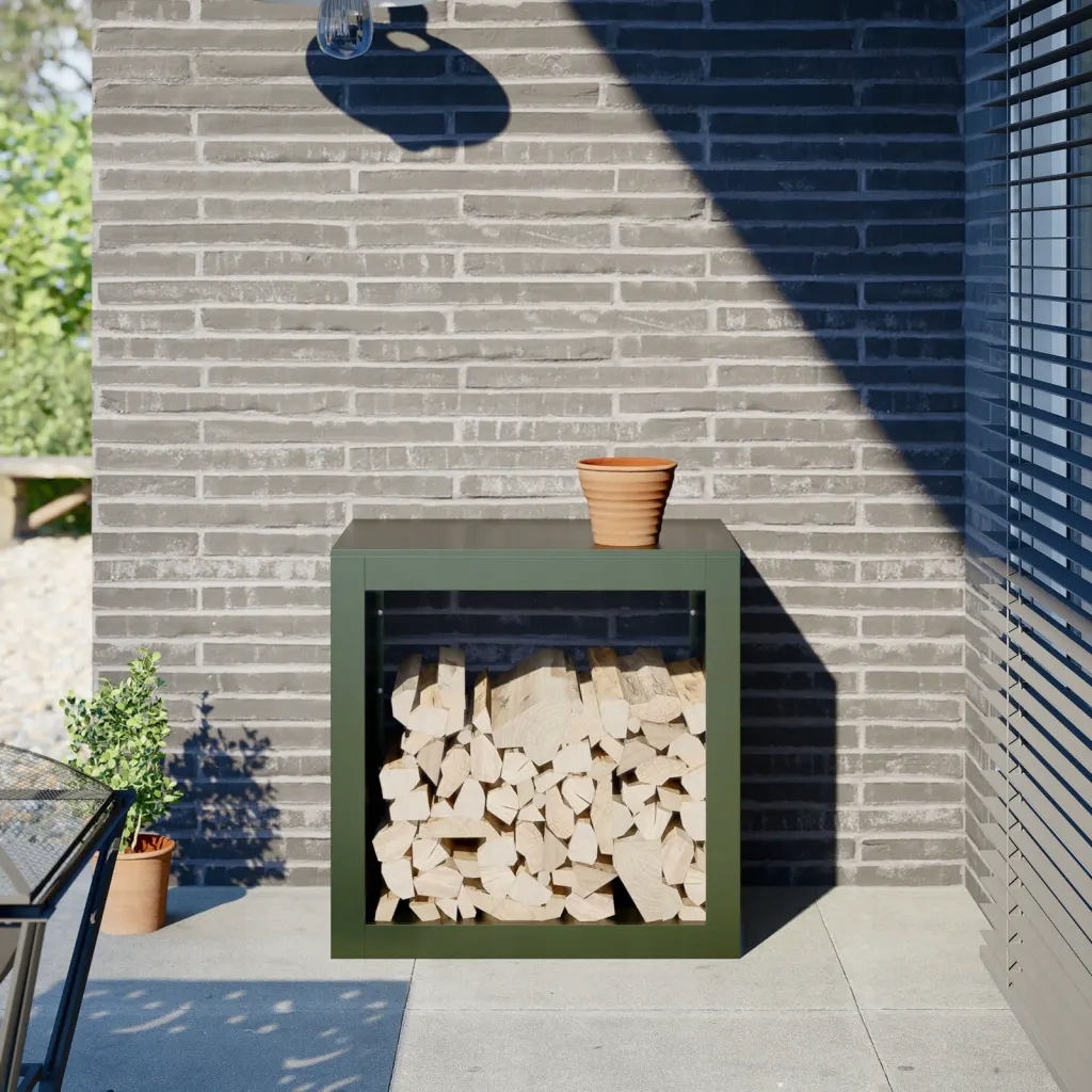 Stojan na palivové dřevo zelený 60 x 40 x 60 cm ocel Zelená 851006