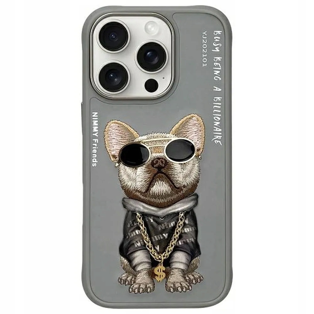 Pouzdro Nimmy Glasses Cool Dog pro Iphone 16 Pro, šedé