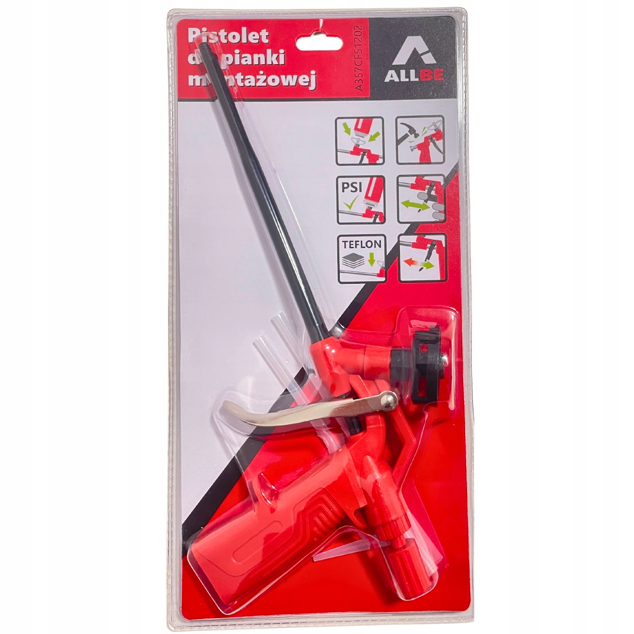 PISTOLET DO PIANKI MONTAŻOWEJ PIANY METALOWY TEFLONOWY MOCNY DO PIAN Seria PISTOLET DO PIANKI