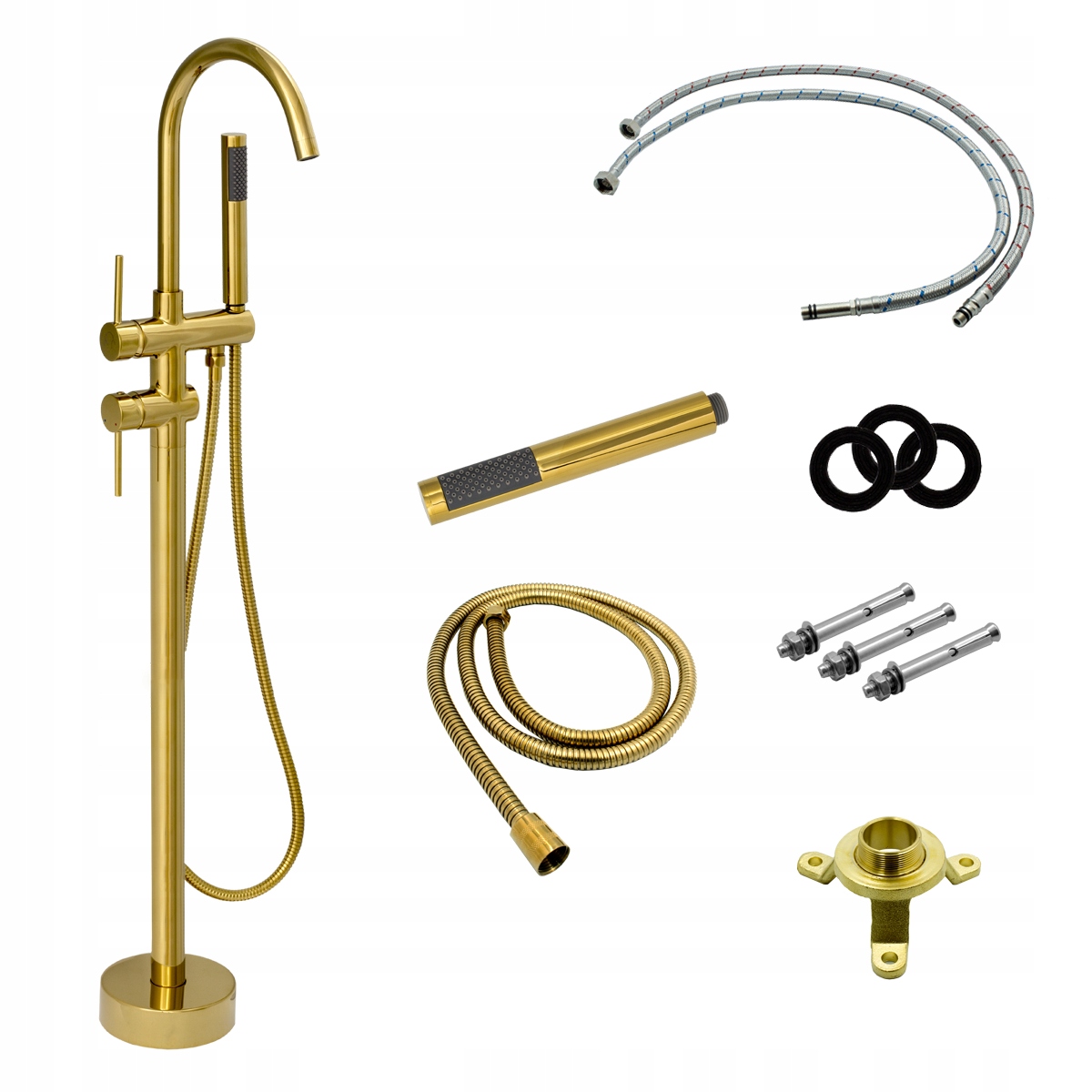 Voľne Stojaca Podlahová Sprchová Batéria S Vysokým Výtokom Pre Vaňu Kivo Zlatá