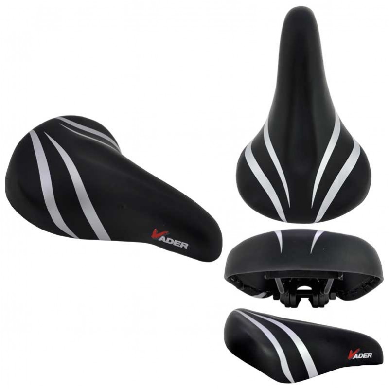 Siodełko rowerowe dziecięce 20" z jarzmem czarno-srebrne 235x155