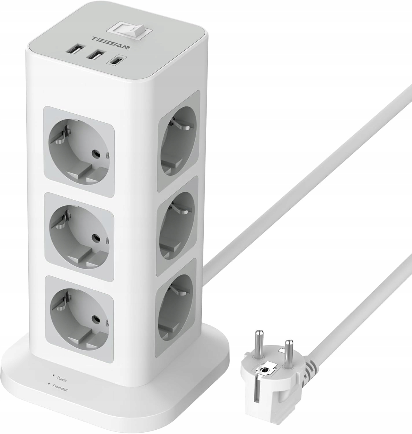 Napájacia Veža 12 Zásuviek Usb A Usb C Kábel 10 M Ochrana Proti Prepätiu