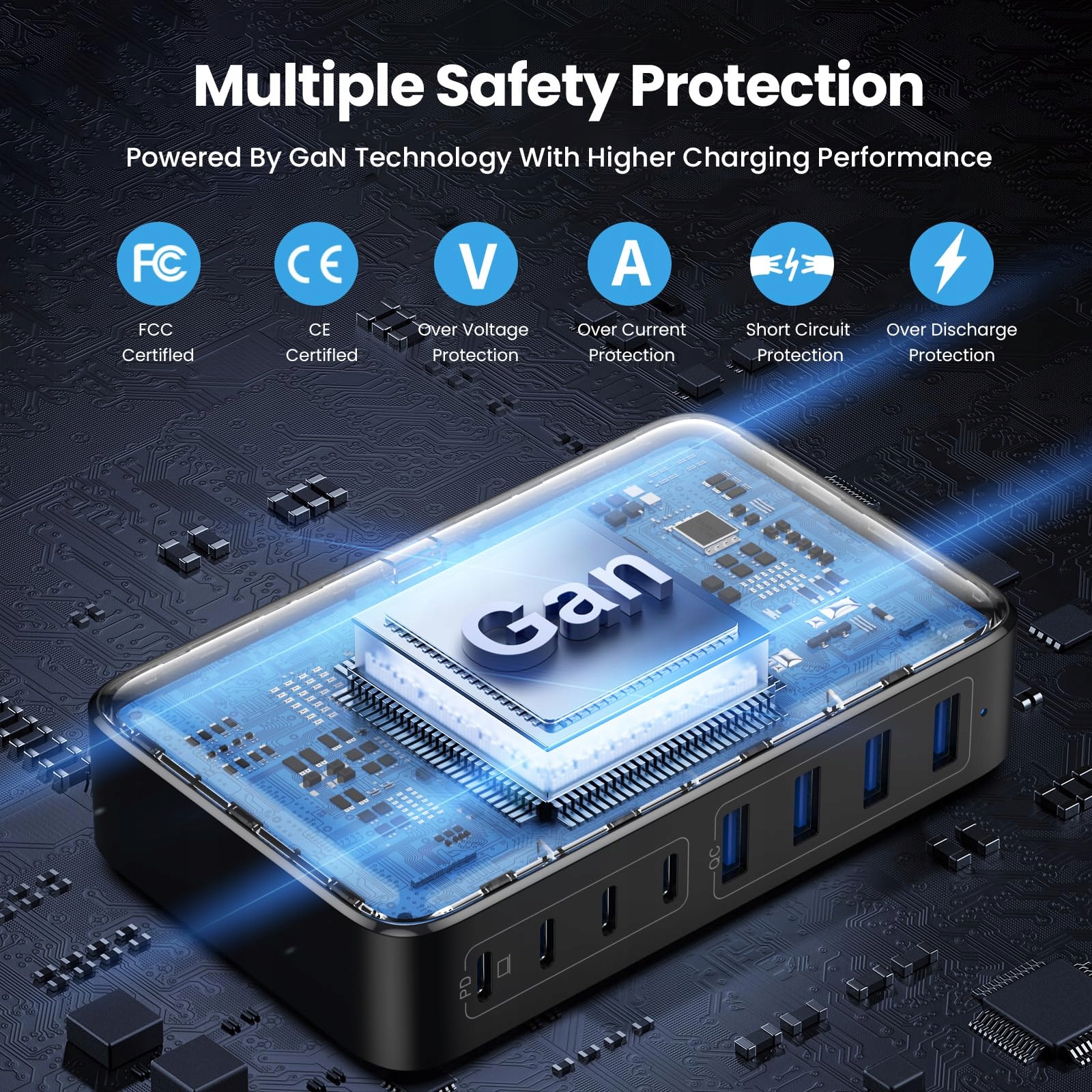XYZ 200W USB C Ładowarka GaN III 8-Port Szybka Ładowarka — miniatura 5