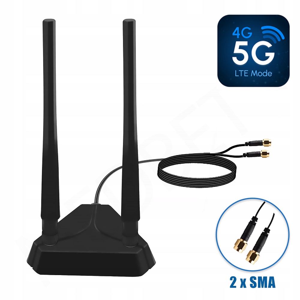 21 dBi Mocna Podwójna Antena Gsm Lte 3G 4G 5G Wi-Fi Podwójny Wtyk 2 x Sma