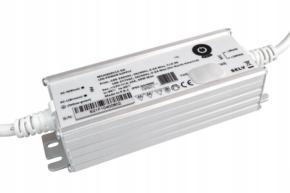 MCHQ50V12-GA: MCHQ50V12-GA: Led zdroj 12V/4.16A 50W CV, kovové pouzdro, Pfc,