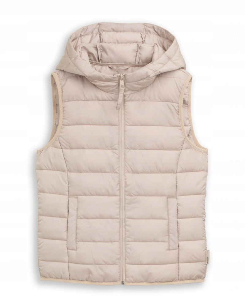 Dámská Vesta Vesta Tom Tailor S Kapucí Rozepínací Béžová S