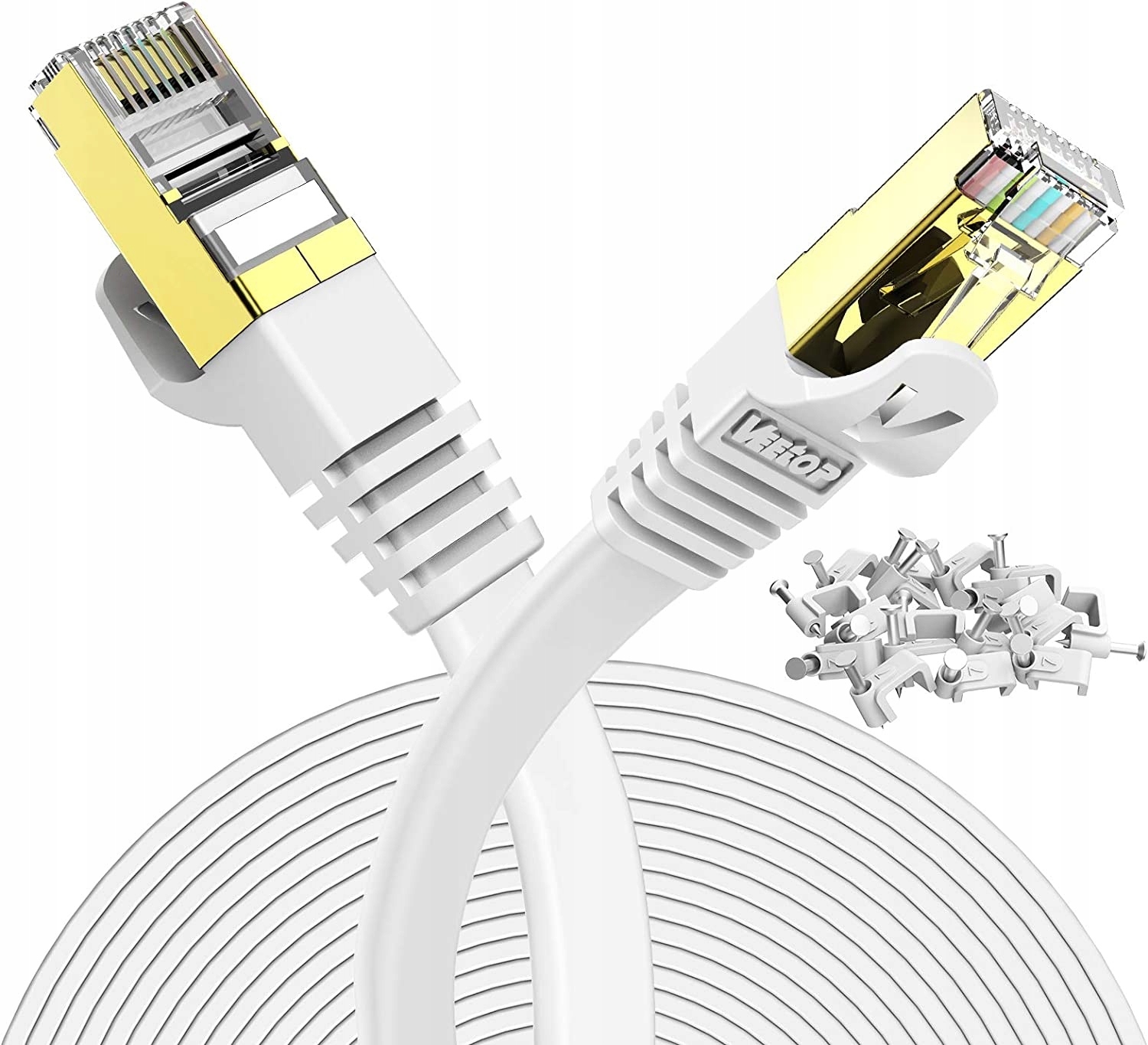 Veetop Kabel Lan Ethernet CAT.7 Internetowy 50M Płaski