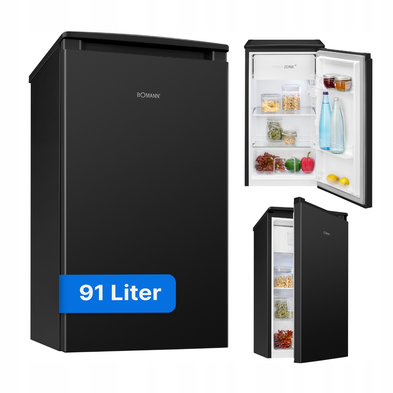 Lodówka Bomann Kse Czarna 91L Chłodziarko-zamrażarka Cicha, Energooszczędna