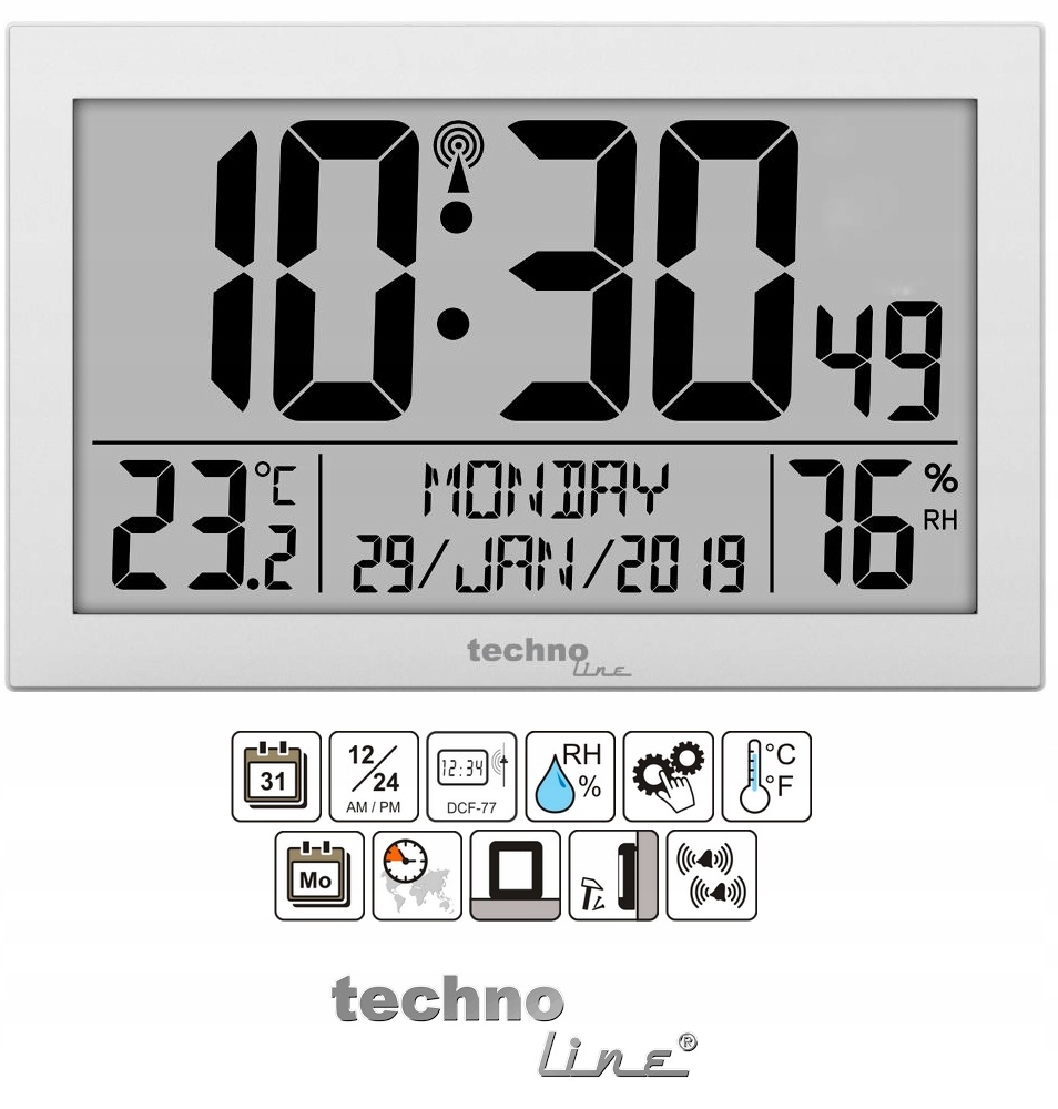 ZEGAR NA ŚCIANĘ RADIOWY STEROWANY RADIOWO ELEKTRONICZNY DOKŁADNY GERMANY Kolor szary