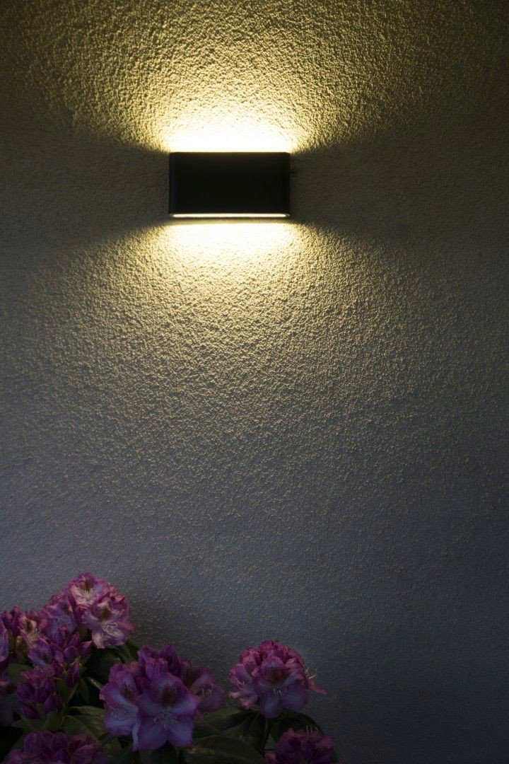 Prostokątny ledowy kinkiet zewnętrzny czarny Zasilanie sieciowe