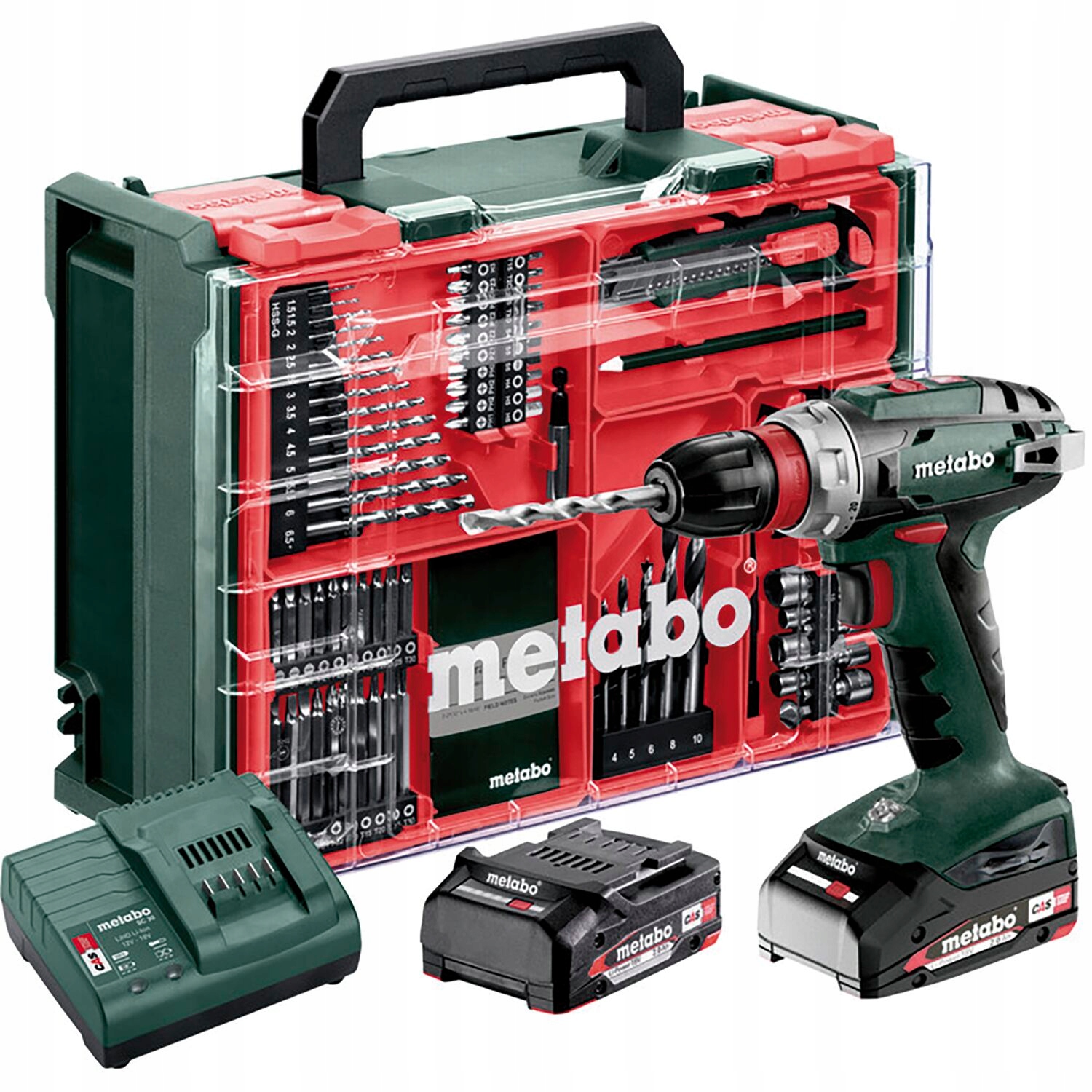 Wiertarko-wkrętarka Metabo Bs 18 Quick Set Mobilny Warsztat 74 Elementów