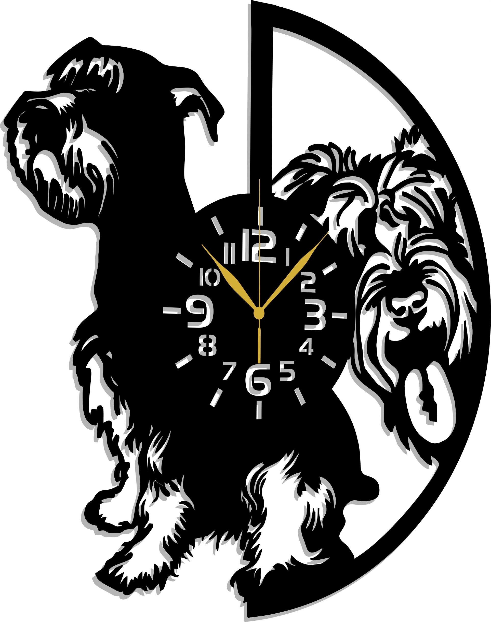 Hodiny Pes Šnaucer Plemene Psů 60 CM Dárek 3D