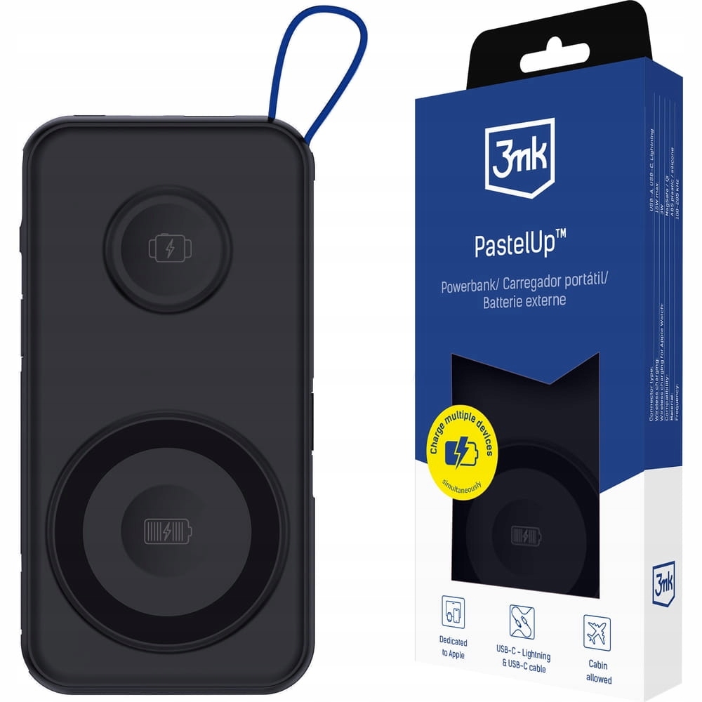 3MK Powerbanka Černá PastelUp 10,000mAh Magsafe nabíjení Apple Watch