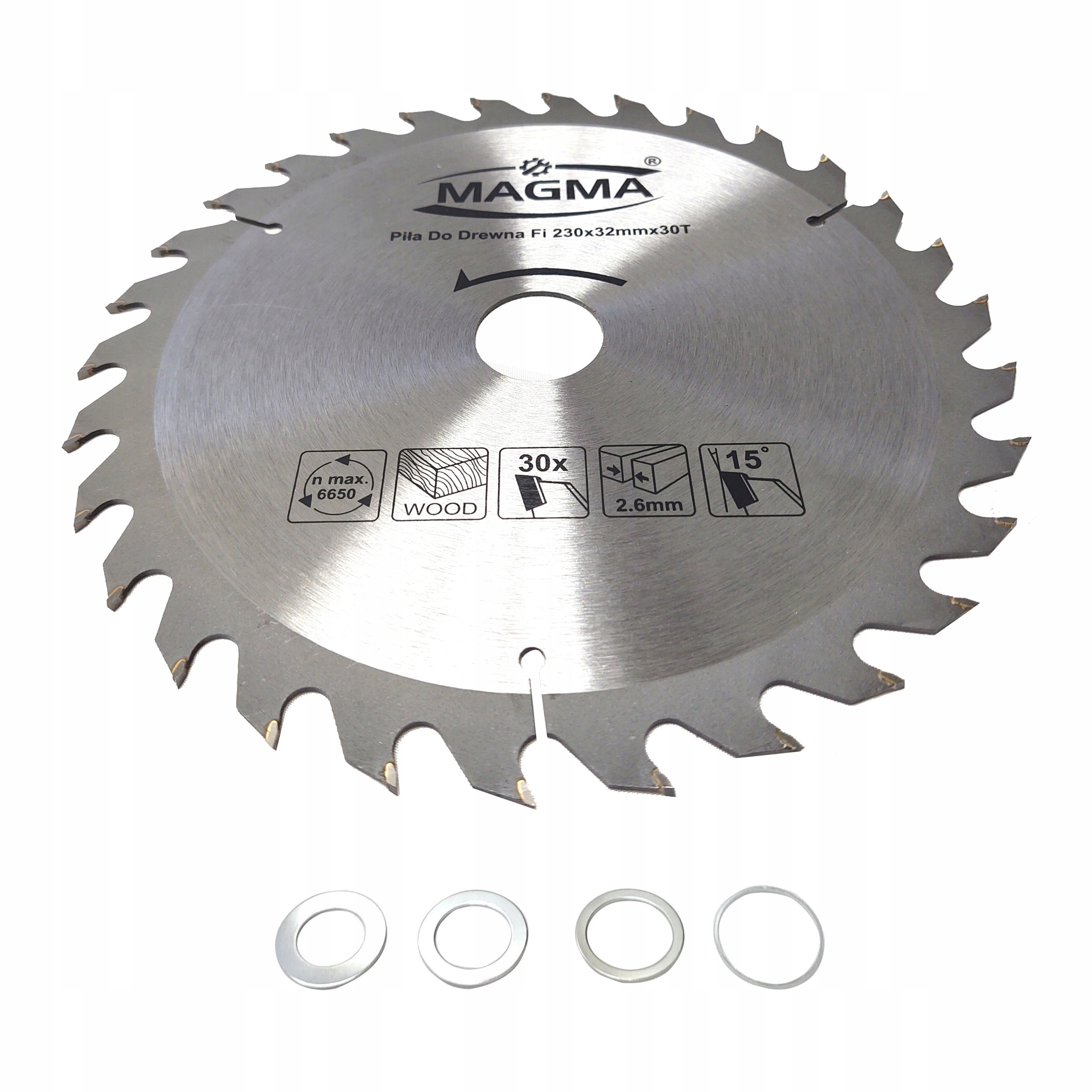 

Tarcza piła widiowa drewna 230x32/30 mm 30T Magma