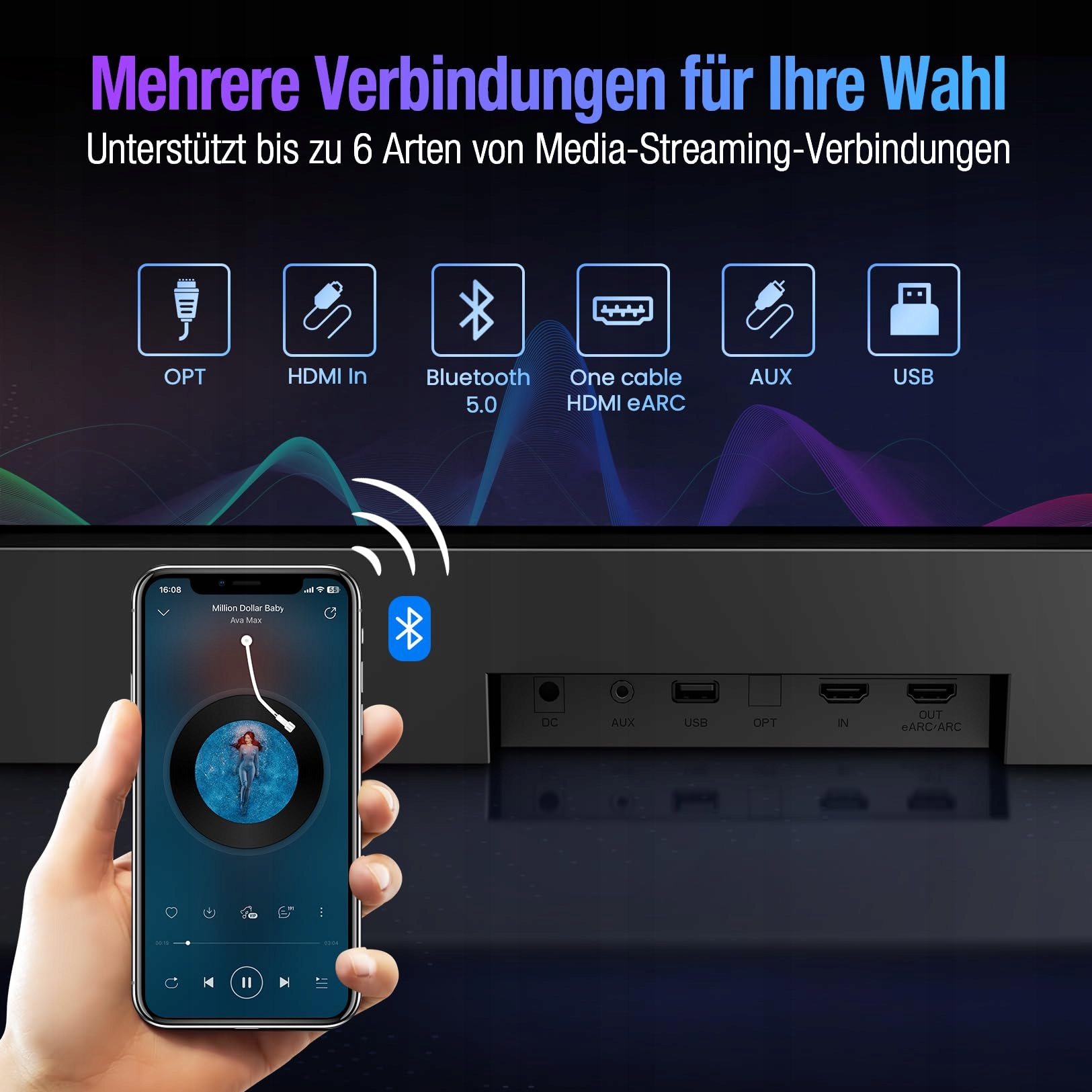 OXS S5 Soundbar 3.1.2 Dolby Atmos Subwoofer Bluetooth HDMI eARC 4K HDR — miniatura 6