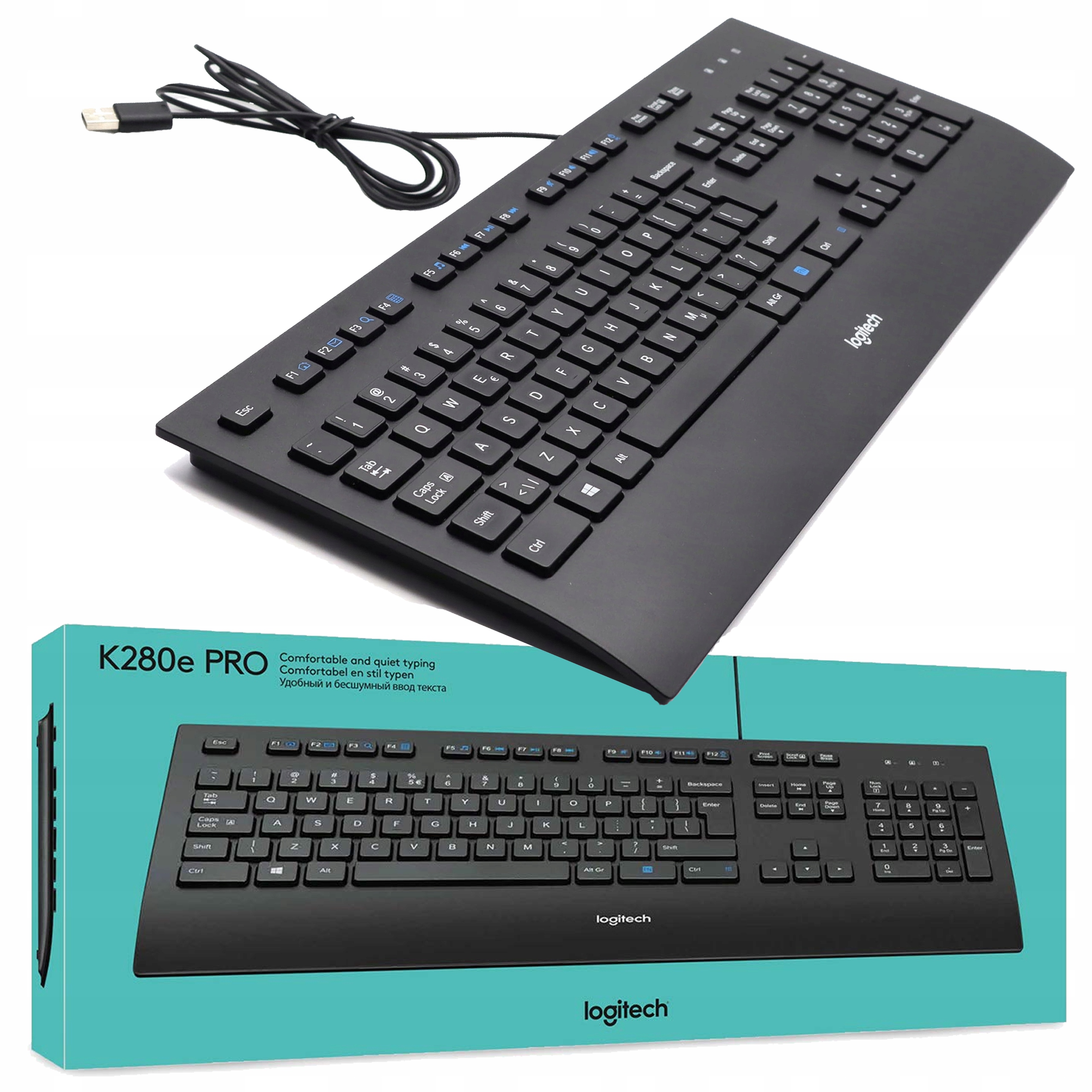 Profesjonalna klawiatura Logitech K280e PRO biznesowa czarna USB komputera