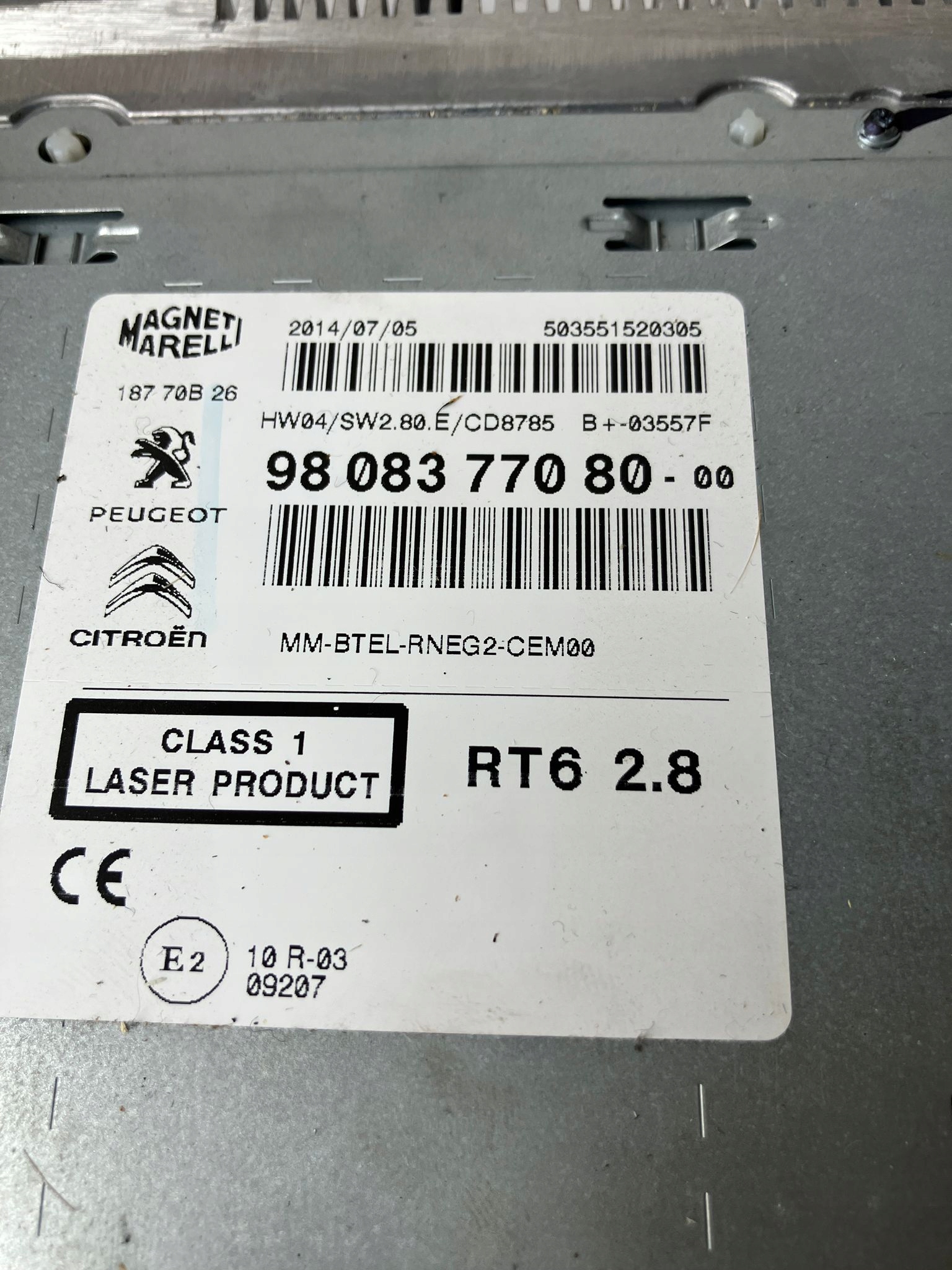 RADIO Navigation RNEG2 RT6 CITROEN DS5 9808377080