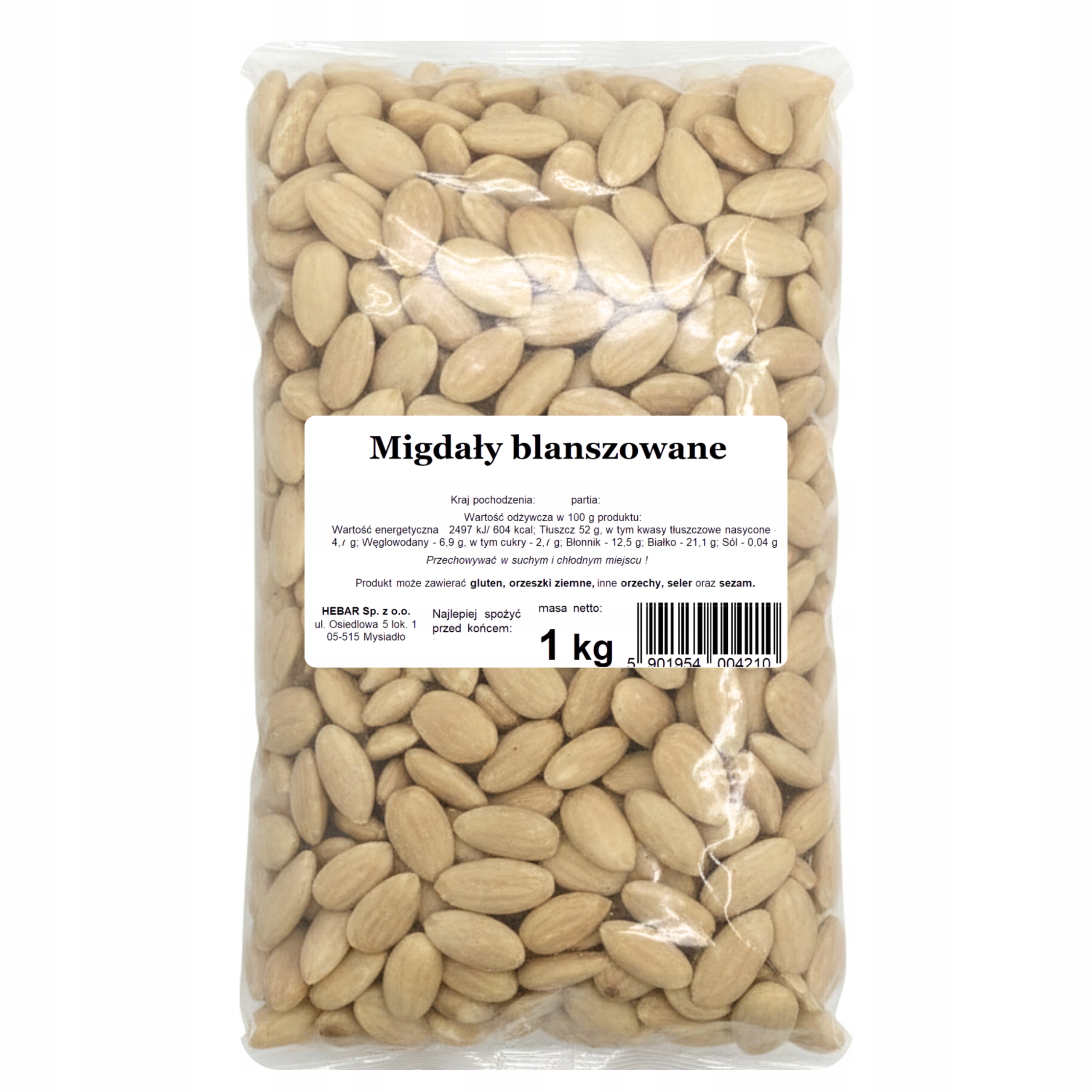 Blanšírované Mandle 1 Kg 1000 G Přírodní, Bez Slupky, Loupané