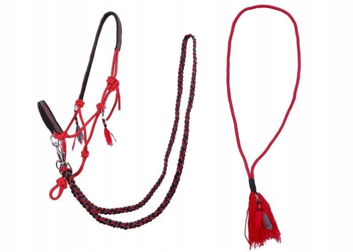 Kantar sznurkowy+wodze+cordeo czerwony Qhp Liberty Cob