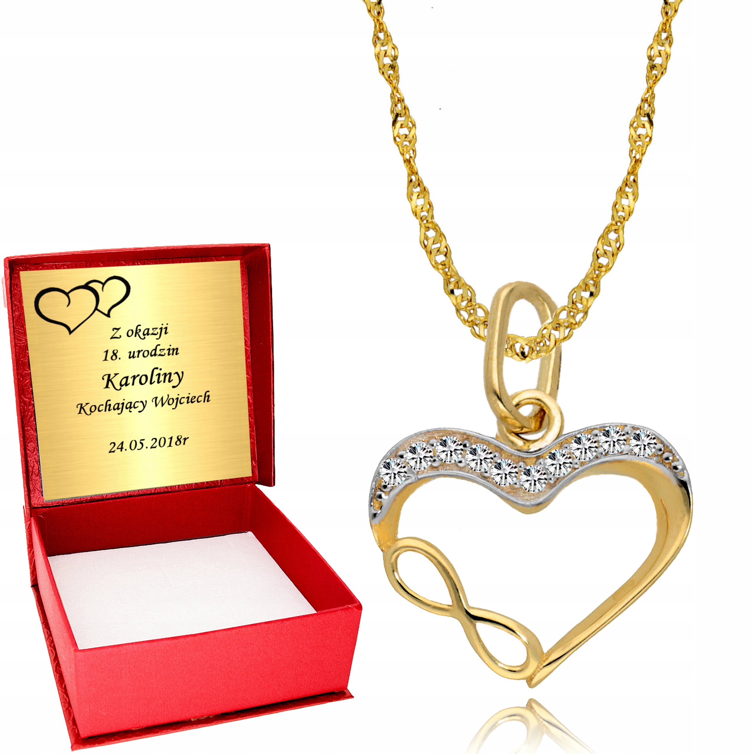 

Złoty Łańcuszek Serce Serduszko Grawer