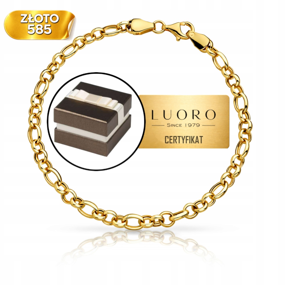 Náramek Zlatý 585 14K Vazba Kolečka Ovál 18,5 CM Elegantní