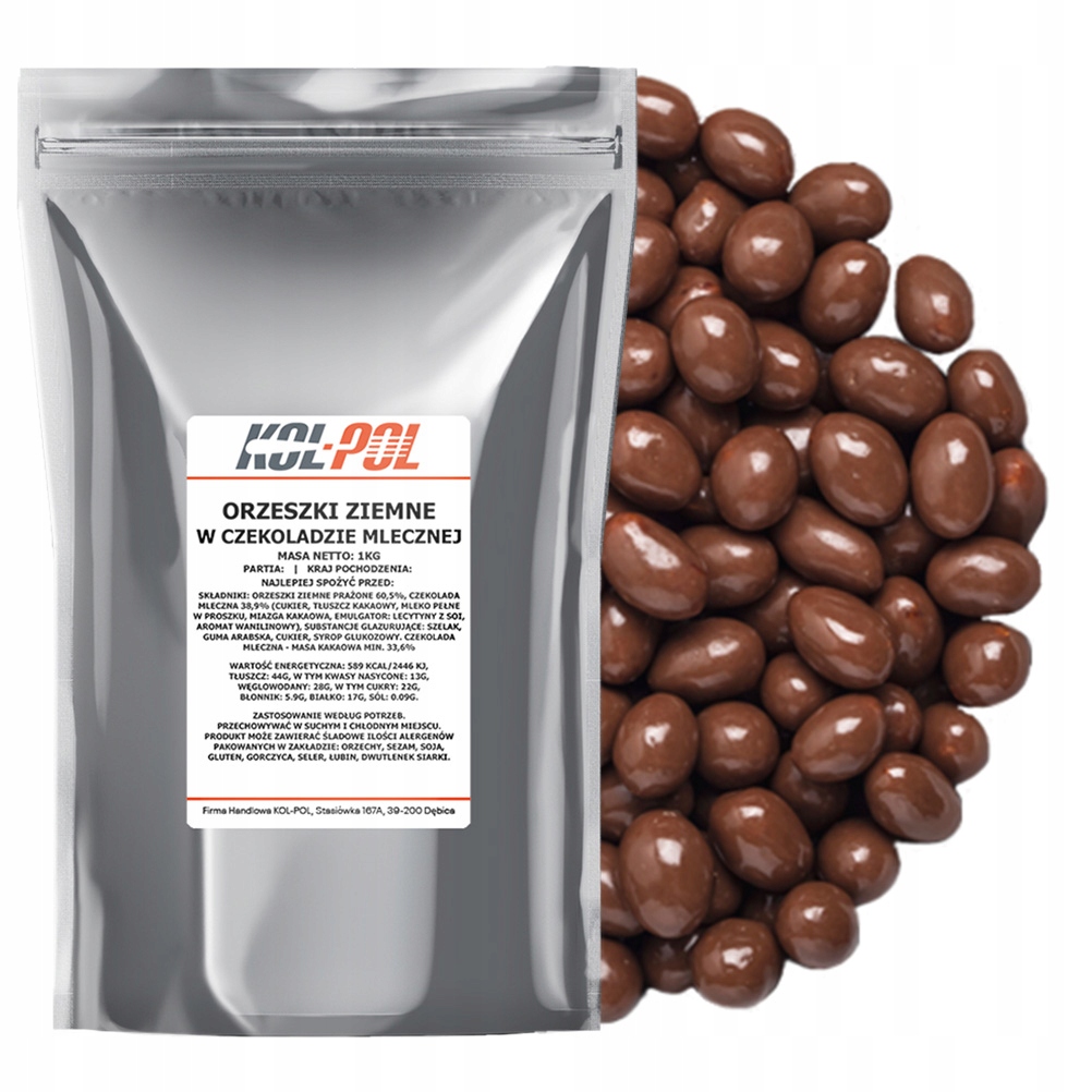 Orzeszki Ziemne w Czekoladzie Mlecznej 1kg Prażone orzechy jakość Kol-Pol