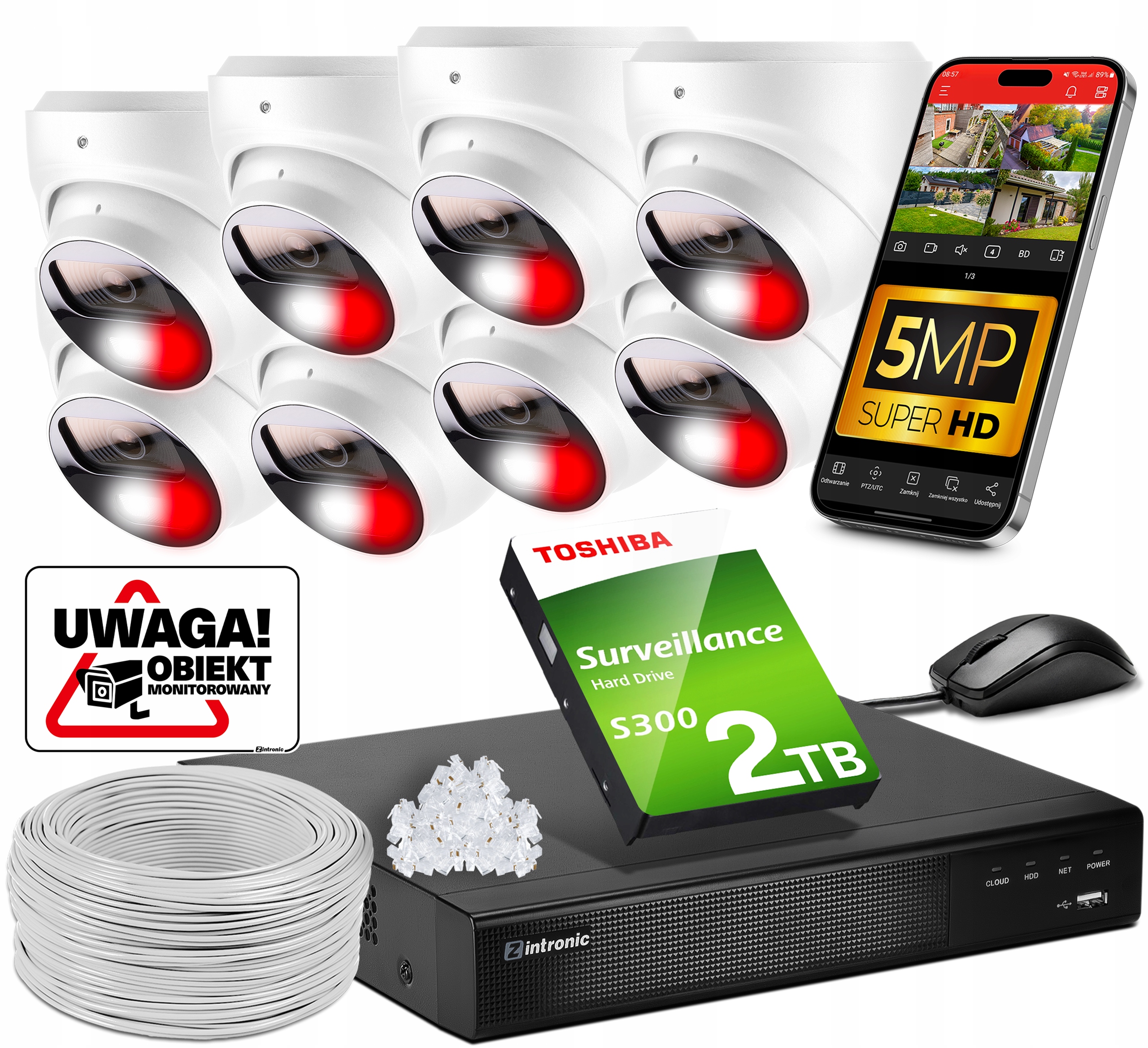 Sada pro monitorování Poe 5MPx 8 kamer| Audio Dual Light Detekce 2TB