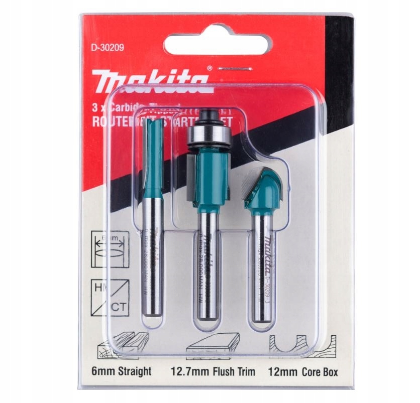 Makita Sada Třepících Fréz 6mm 3ks DRT50 RT001G Originál D-30209