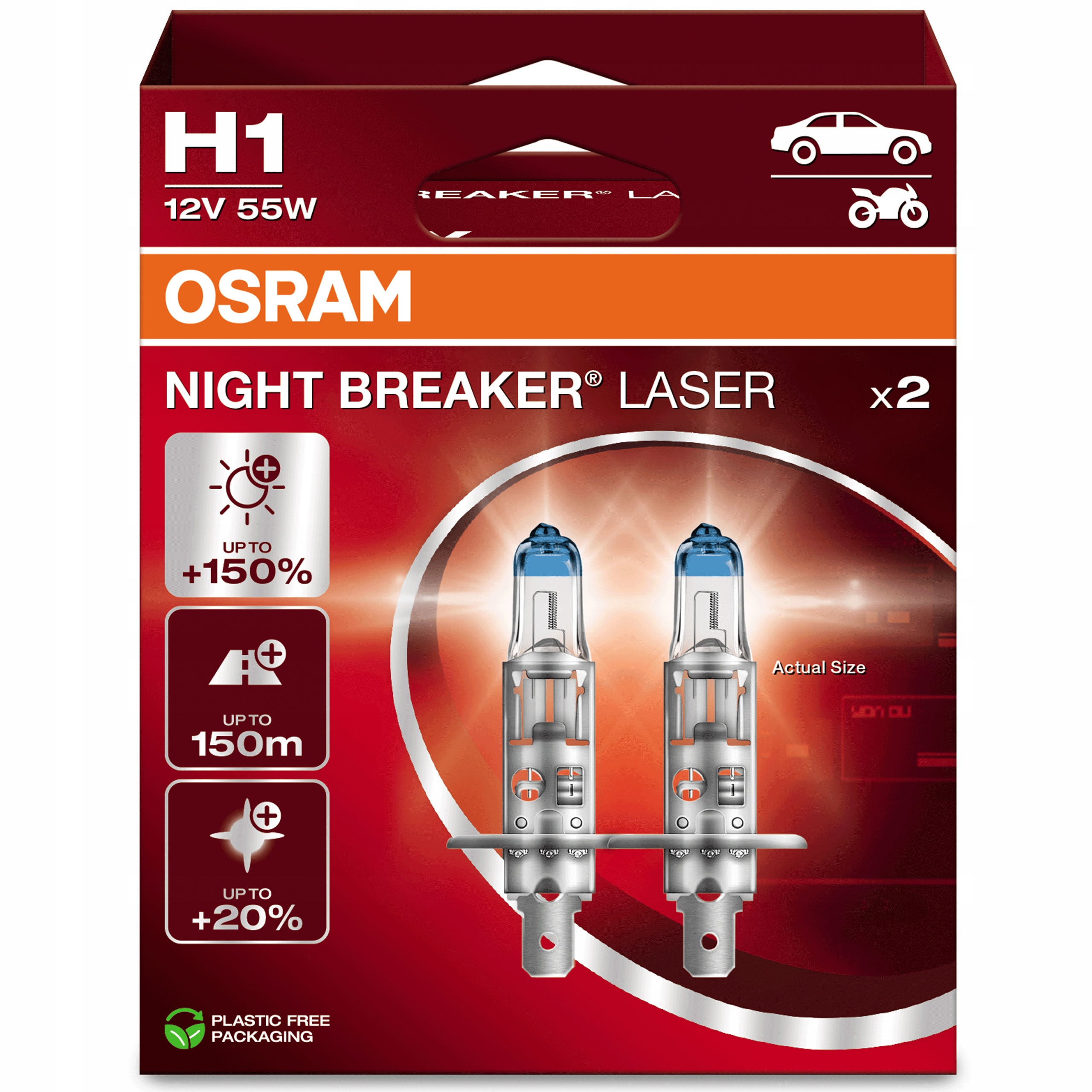 Osram H1 Żarówki Samochodowe Night Breaker Laser +150% Next Generation