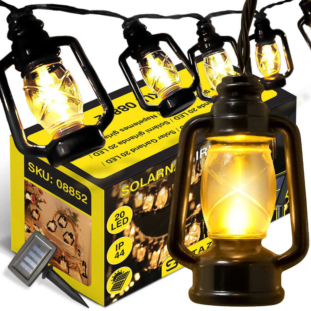 LAMPA SOLARNA LAMPKI OGRODOWE GIRLANDA LAMPIONY KULKI NA TARAS BALKON