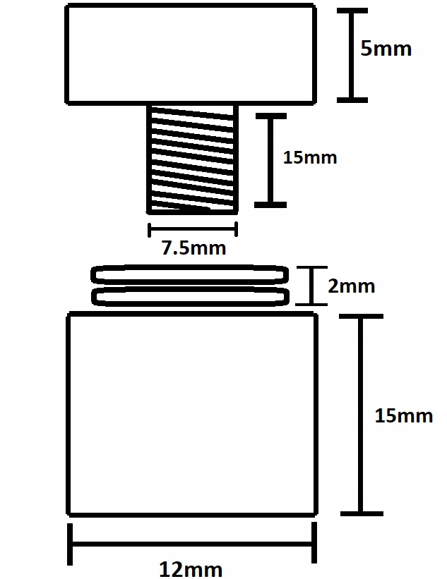 Dystanse Montażowe 12x20 Dystans Montażowy ZŁOTY Wysokość produktu 20 cm