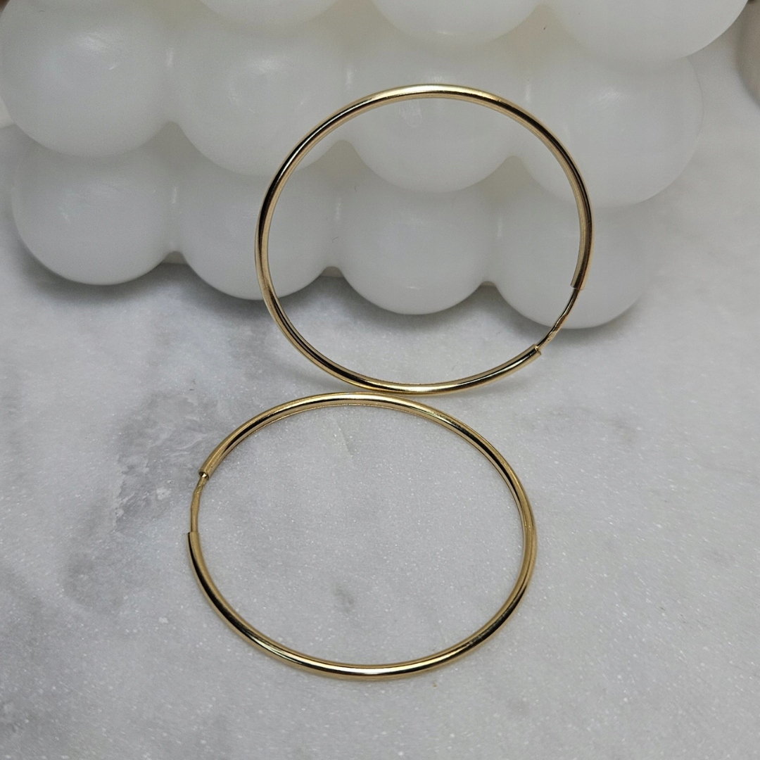 zlaté kruhové náušnice klasické 3,5 cm, pr.585