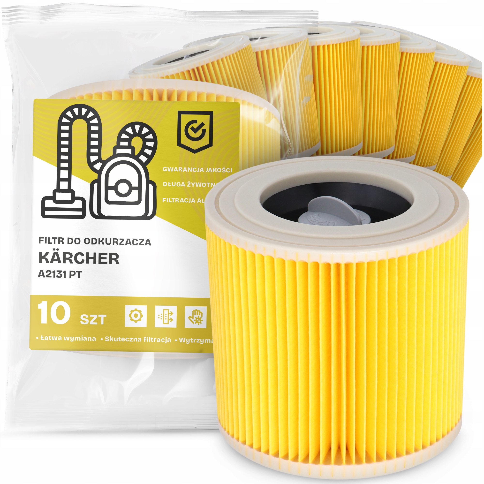 10 x Filtr Pro Vysavač Kärcher A2131 Pt Vzduch Výkonný Náhradník Em-w
