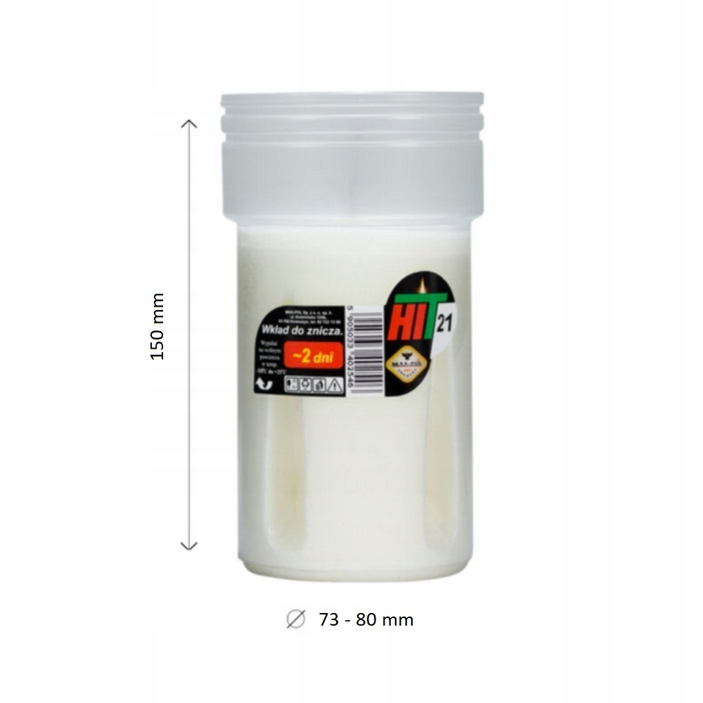 WKŁADY DO ZNICZY PARAFINOWE WP-21 14 SZT. MAX-POL Kod producenta 5905033402546