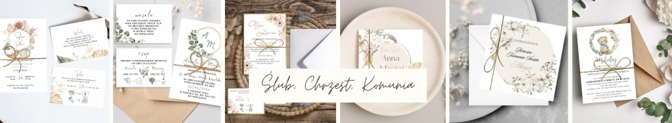 Zaproszenia Ślubne 3 w 1 WIANKI + koperta + gratis, WZORY Grubość papieru 350 g